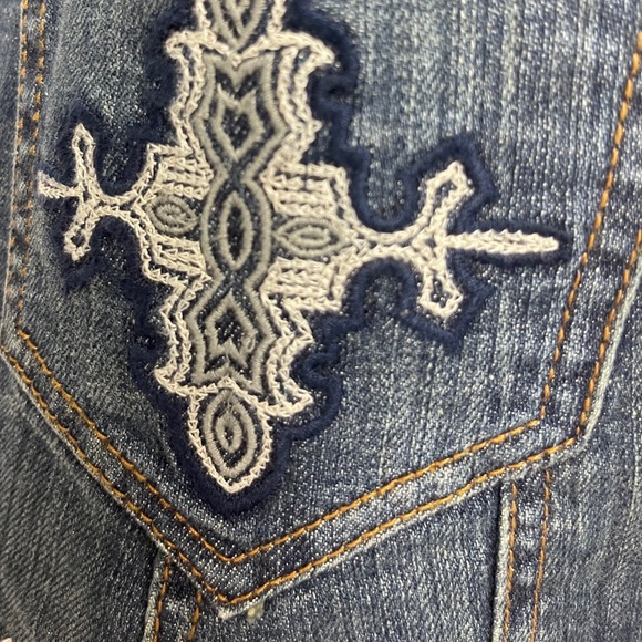 Level 99 distressed denim blazer embroidery pocket - Picture 4 of 6
